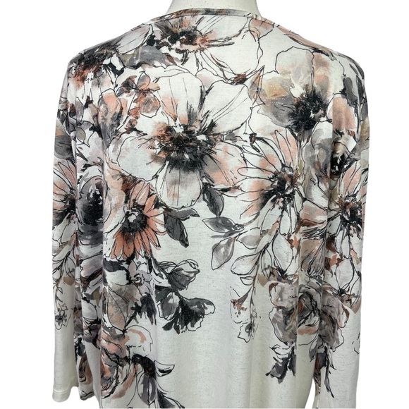 Alfred Dunner Women’s Pullover Top Sz 1X Multi Color Floral  3/4 Sleeves Bling - Picture 6 of 11